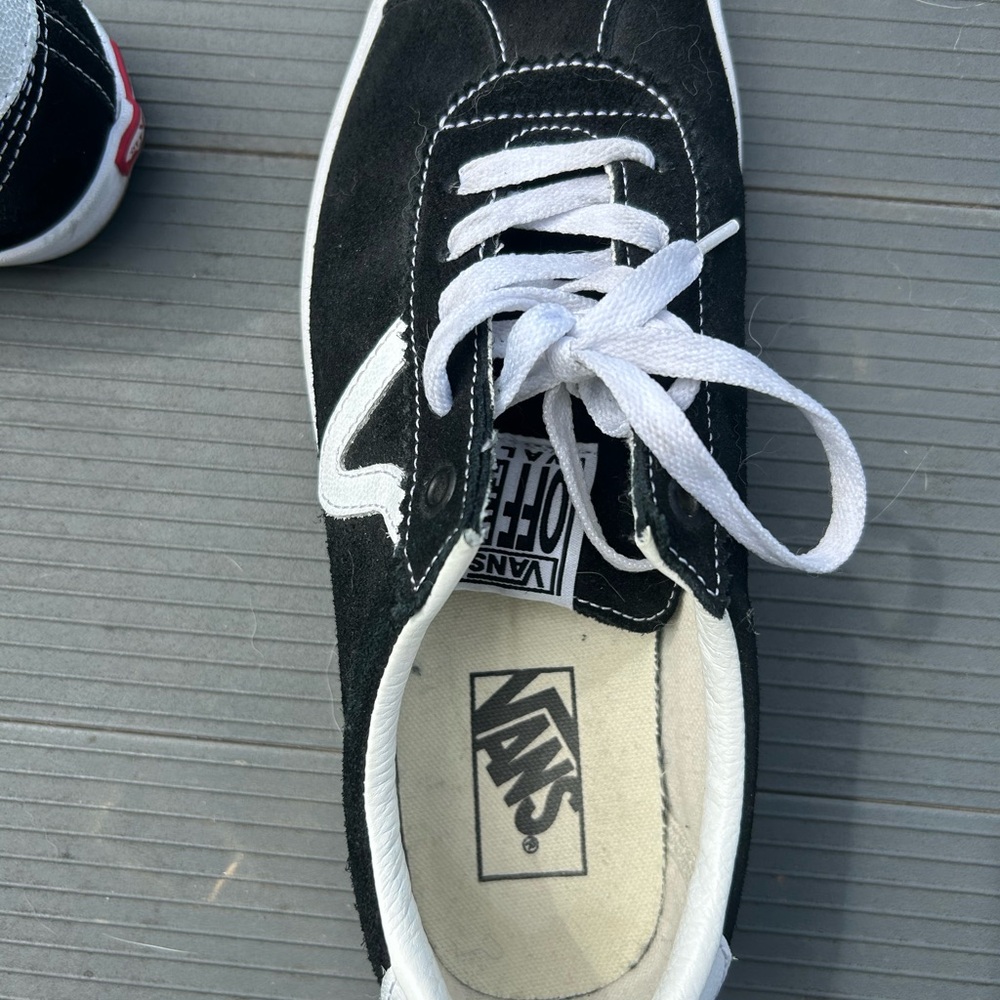 Vans Women's Black and White Sneakers - Picture 2 of 3